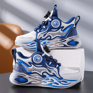 儿童鞋子男款2025新款春款潮网面透气男童运动鞋男孩儿童蓝篮球鞋