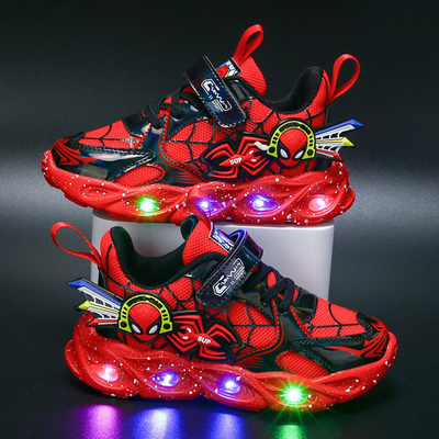 3蜘蛛侠春秋儿童鞋子红色4发光5闪灯男童运动鞋6男宝7男孩网鞋2岁