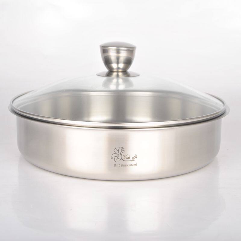 维乐仕18/10不锈钢蒸糕盘加厚圆盘可配盖子18cm-28cm蒸糕盘水果盘