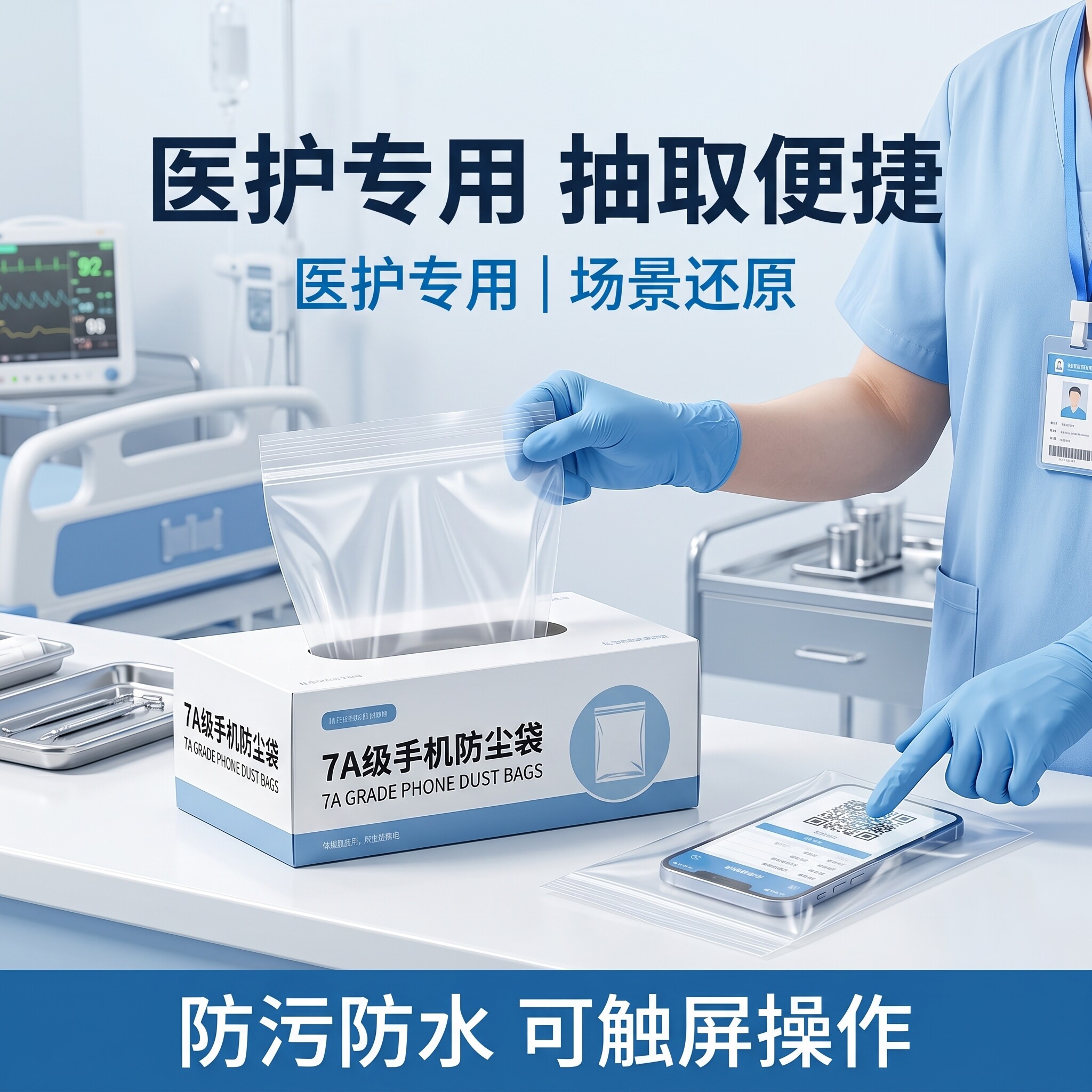 医用实验室专用手机袋防水密封袋透一次性防尘袋手术室疗诊室专用