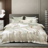 高档轻奢田园清新公主新款 140S真丝棉长绒棉刺绣床上四件套亲肤软