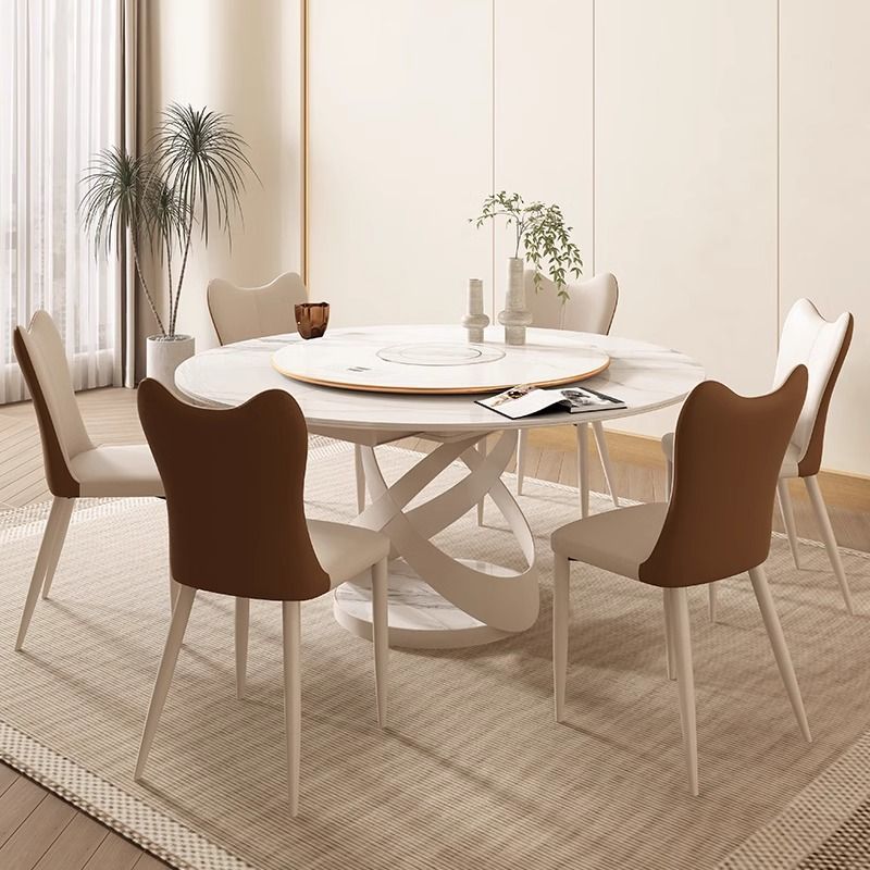 现代简约电磁炉带转盘伸缩圆桌