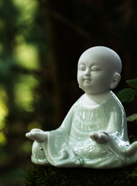 小和尚禅意新中式摆件陶瓷客厅