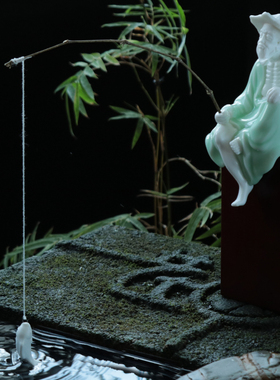 陶瓷中式风姜太公假山造景钓鱼翁