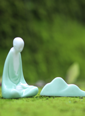 禅意摆件中式人物小和尚鱼缸造景