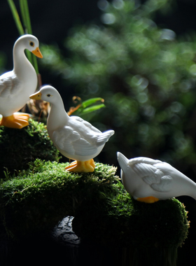 小白鹅动物陶瓷水景摆件