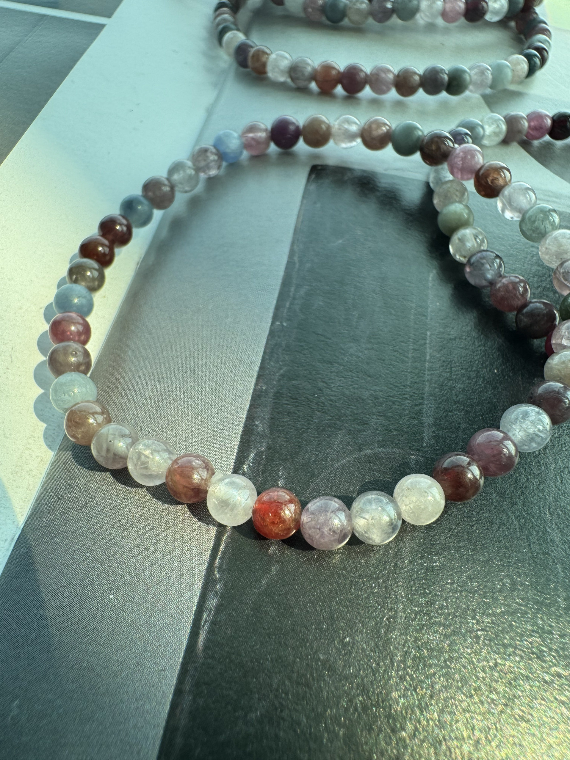 小精灵 天然缅甸彩色尖晶石4mm圆珠单圈手链