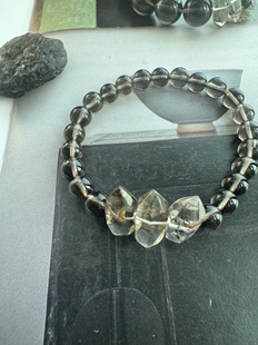 天狼星 陨石圆珠闪灵钻双尖水晶手链