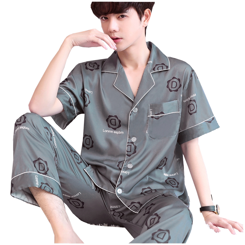 男士冰丝短袖可外穿家居服套装
