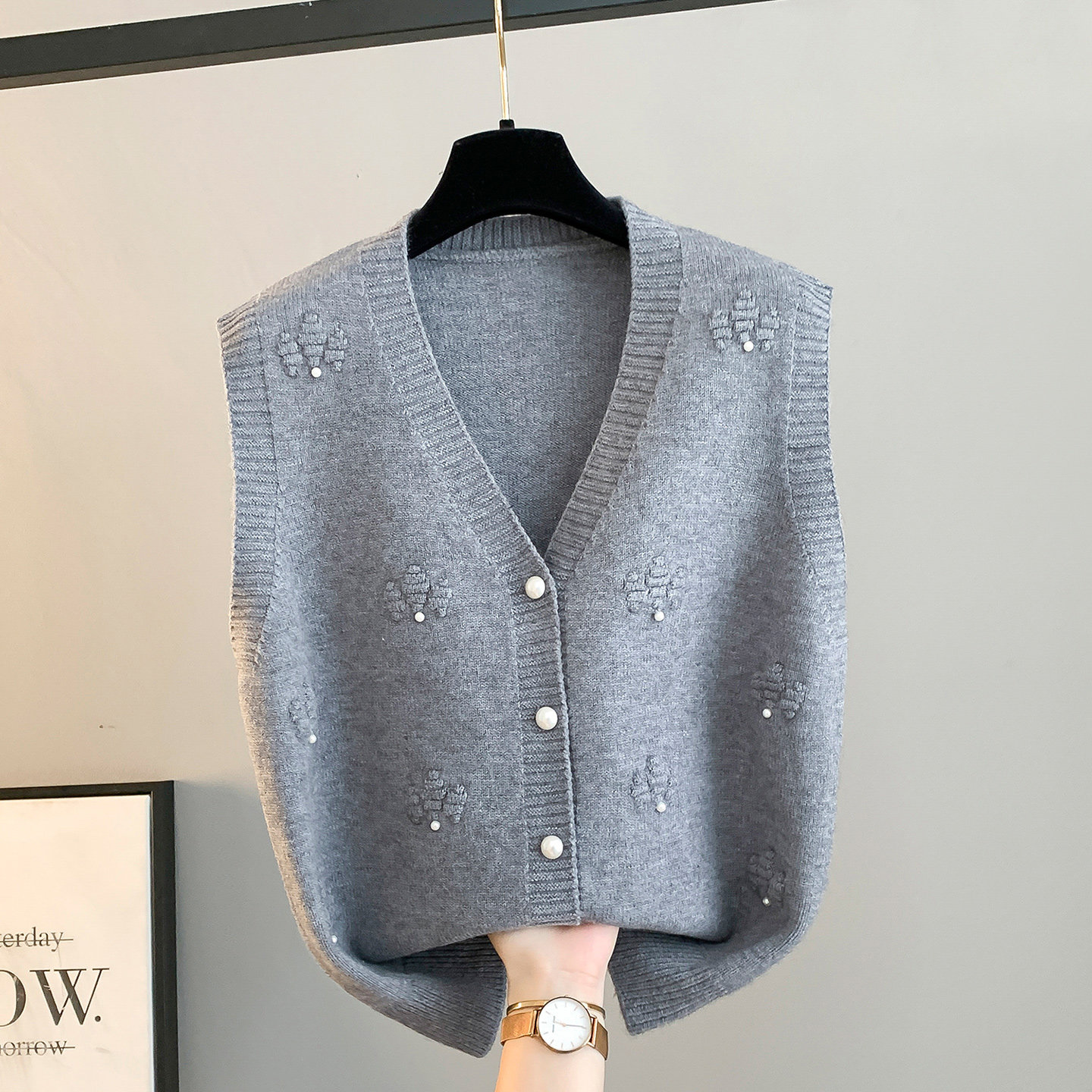 马甲开衫女士外套2026新款春秋宽松外穿时尚针织背心毛衣坎肩叠穿,女装/女士精品,马夹,淘宝优惠券,粉丝福利购,淘宝优惠卷