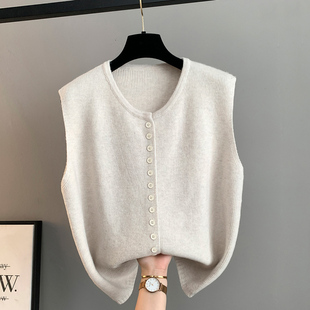 高级感马甲毛衣女款2025新款宽松外穿针织开衫背心秋冬马夹叠穿