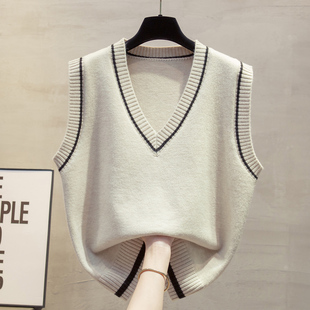 马甲女款背心外套春秋坎肩2026新款针织毛衣V领宽松秋冬马夹外穿