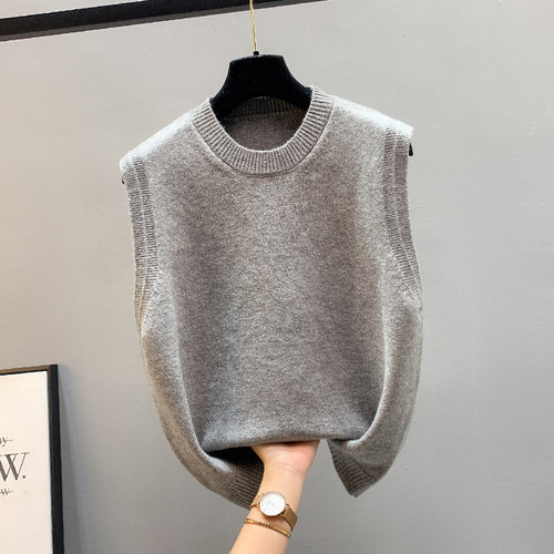 马甲背心外穿2025春秋新款针织女士毛衣圆领宽松秋冬叠穿坎肩