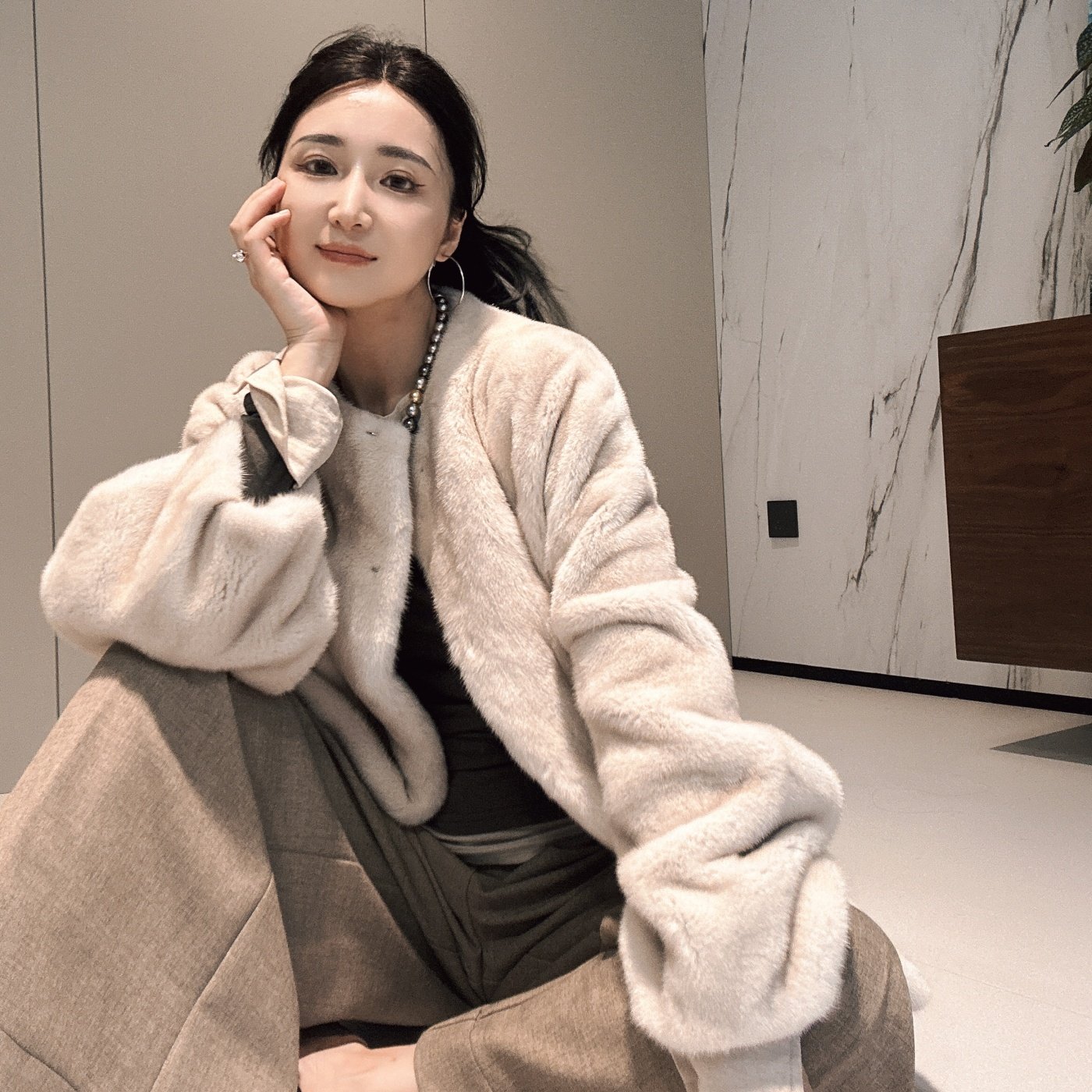 CIWEN FUR 【小美满】哥本哈根水貂宽松慵懒短装皮草