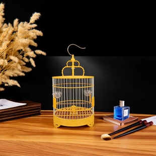 新款塑钢圆笼平顶玉鸟笼芙蓉相思黄雀马料虎皮鹦鹉鸟笼洗澡笼圆笼