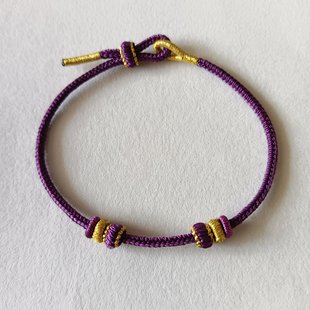 2.6mm可穿珠平结扣红绳手链大孔珠路路通四面佛抽拉调节手绳