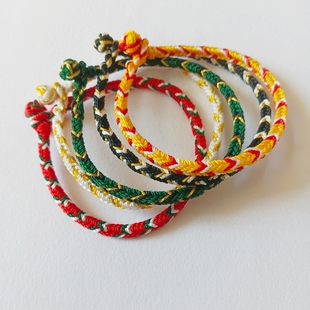 4mm补金补木补水补火补土五彩绳红绳大孔珠用四面佛手绳脚绳