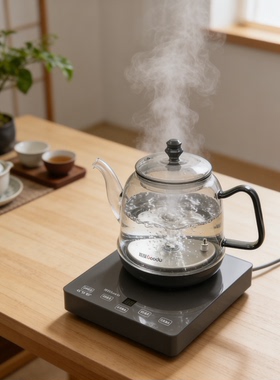 高度变频烧水壶DSH611雅典灰底部上水泡工夫茶恒温一体玻璃电茶炉