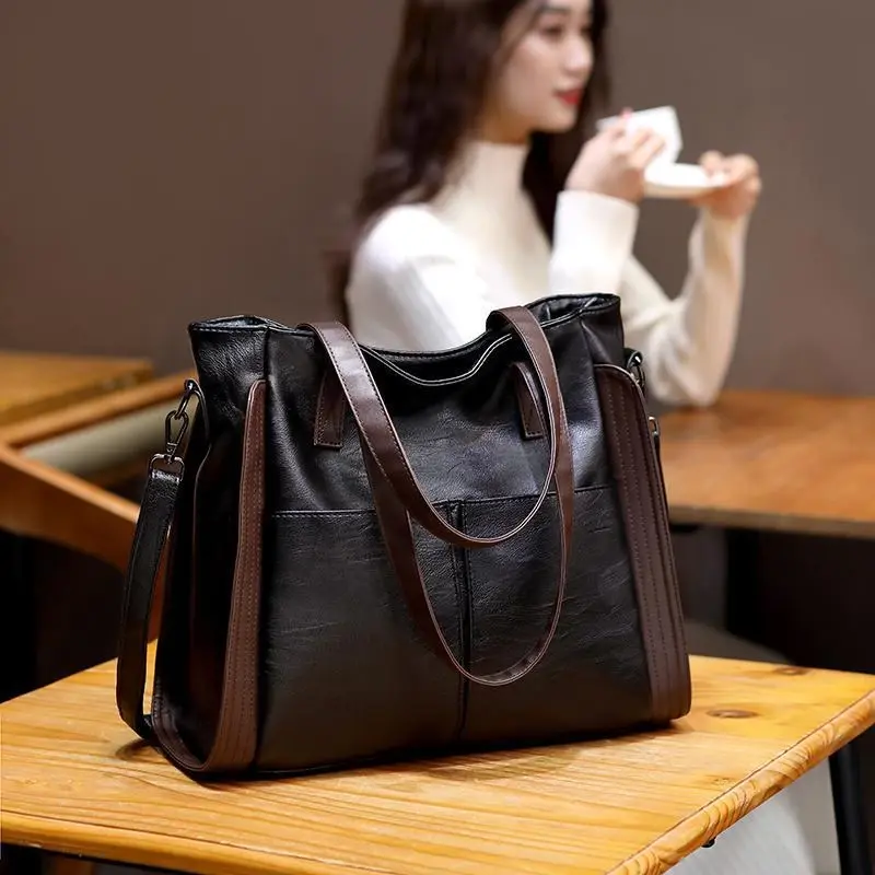 欧美大容量女包软皮大包包女2025新款妈妈款手提包单肩包斜挎