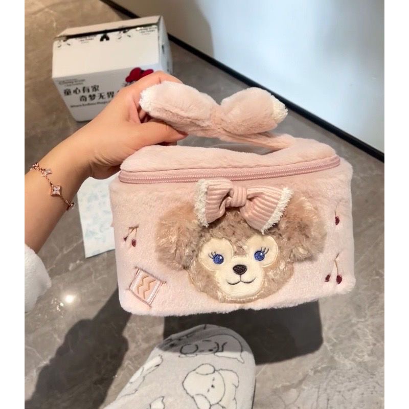 雪莉玫化妆包手提包小巧精致小型收纳包毛绒可爱卡通便捷旅行包