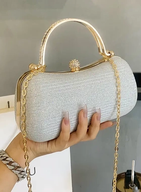 高级质感宴会手提小方包女包晚宴搭配礼服包链条单肩斜挎小包包