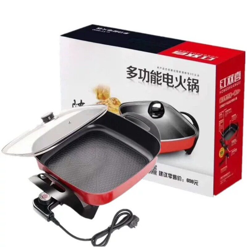 韩式无品牌双涮烤一体锅家用多功能电火锅无烟不粘电烤盘烧烤机