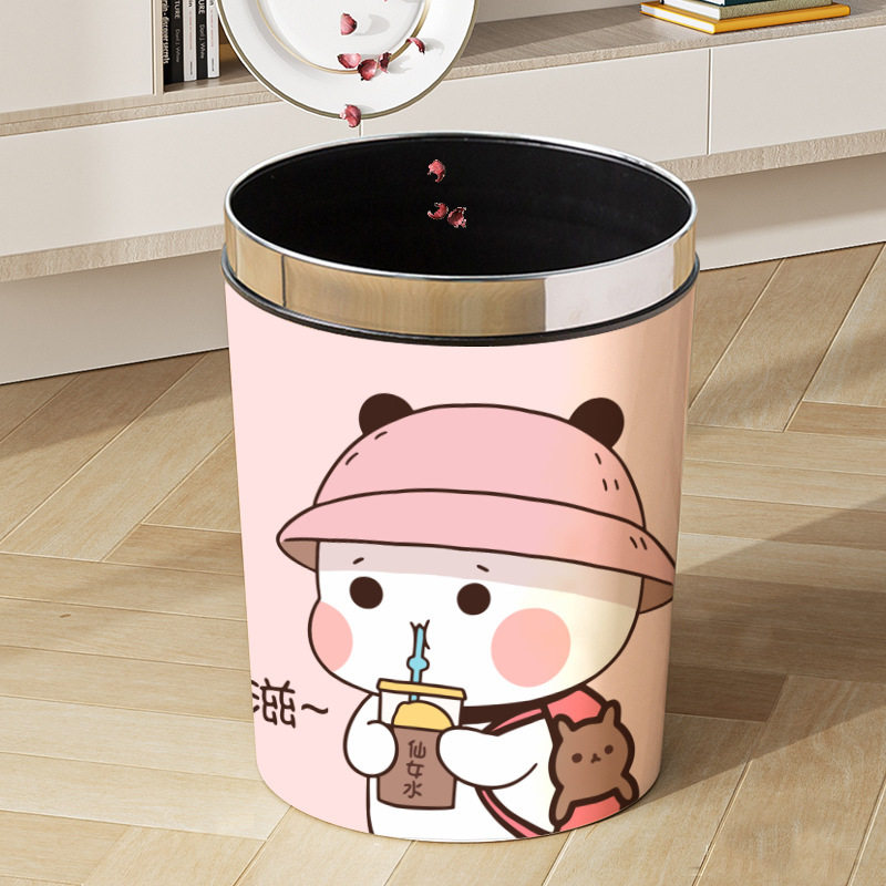 创意粉色垃圾桶轻奢卡通可爱家用客厅卧室女生房间儿童女孩公主桶