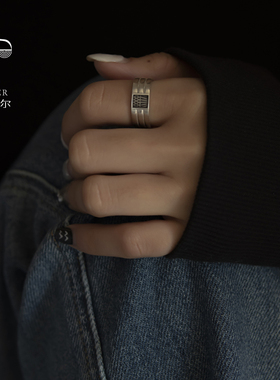 勒勒尔男女925银简约复古戒指