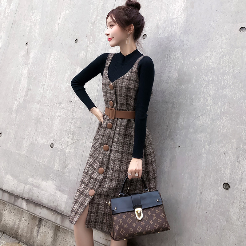 2021春秋高冷系女装气质成熟长袖打底针织衫吊带连衣裙两件套装女|ruв категории Женская одежда, женской одежды - от Buy2taobao.com для оказания профессиональной услуги покупки агента Taobao