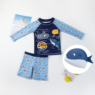 儿童泳衣新款 分体防晒速干男孩男童小中通游泳衣 韩国宝宝ins泳裤