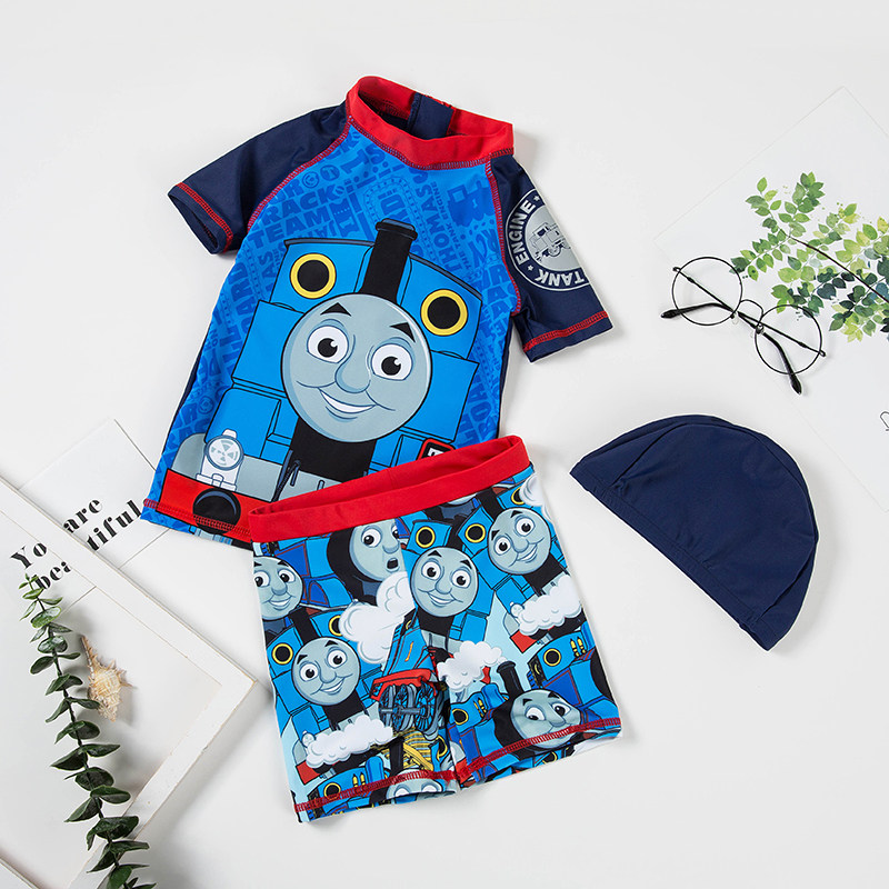 ins韩国儿童泳衣 分体防晒衣速干长袖男孩男童可爱卡通宝宝游泳裤