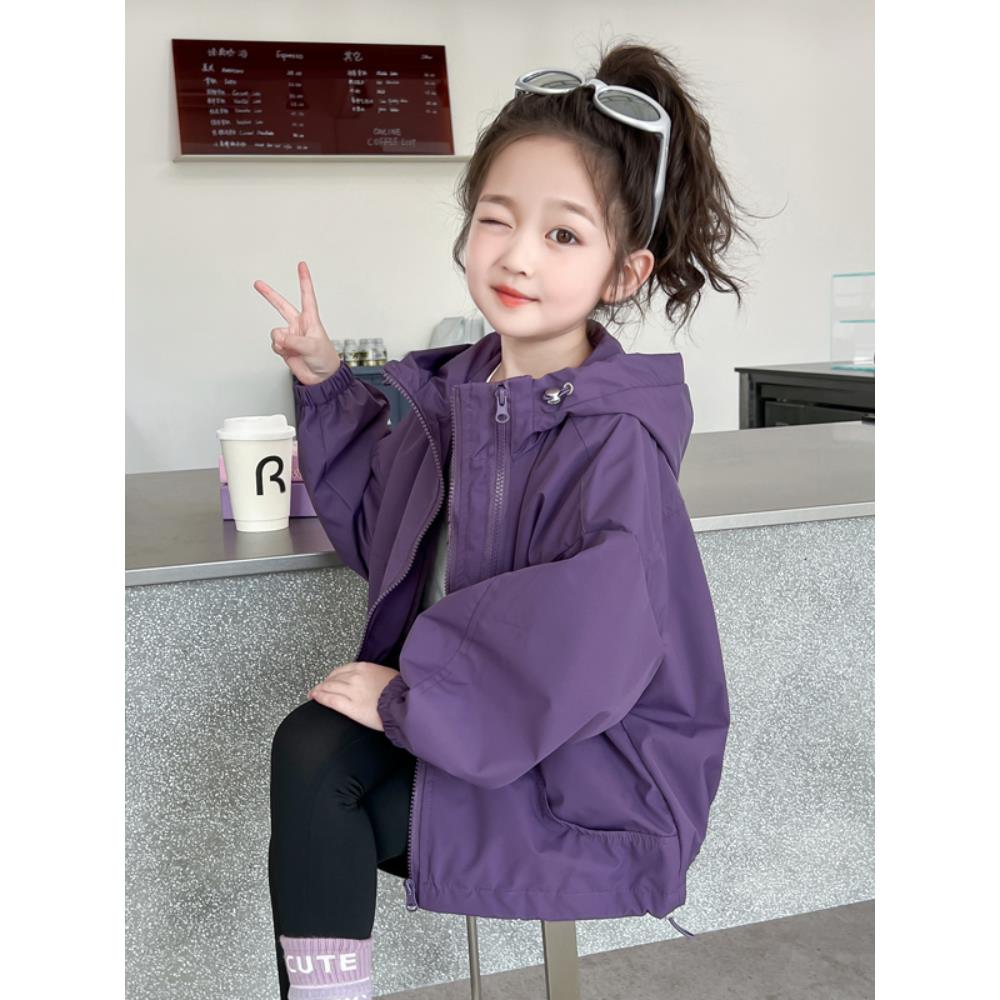 女童外套春秋2025新款儿童洋气休闲上衣秋季女宝宝时髦秋装冲锋衣