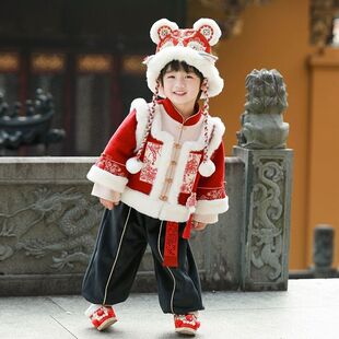 男女宝宝虎头龙头麒麟帽保暖配饰加厚加绒拜年喜庆中国风帽子