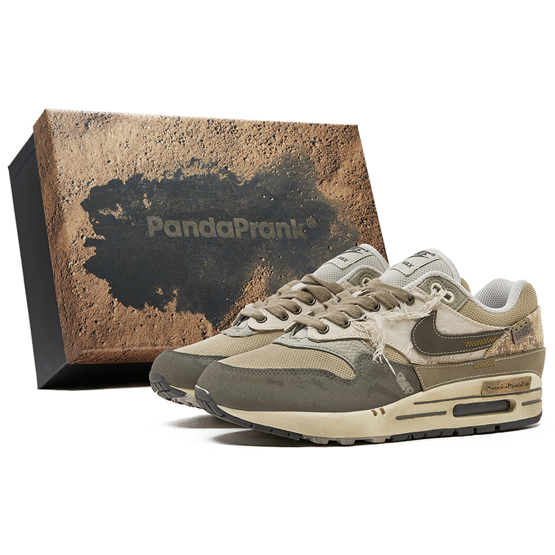 熊猫恶作剧Nike Air Max 1漠野迷踪荒地定制低帮户外休闲跑步鞋潮