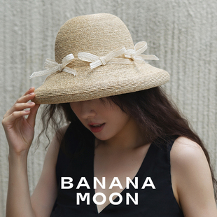 Banana moon心机撩人 温婉可人夏日手作蝴蝶结遮阳草帽仙气沙滩帽