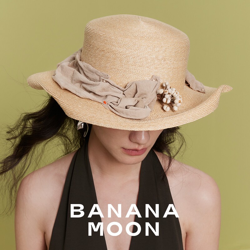 手作植物染立体褶皱_0.4麦秆收藏品极爱者入_宽沿实用凹造型草帽