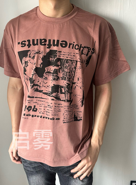 ERD忧郁的富二代24ss人像印花短袖电台印花圆领高街美式宽松男女