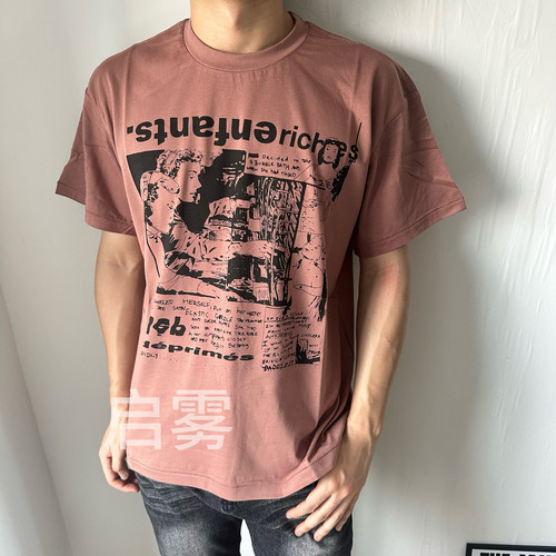 ERD忧郁的富二代24ss人像印花短袖电台印花圆领高街美式宽松男女