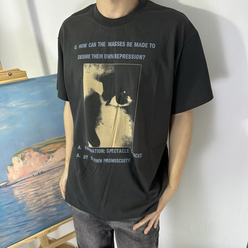 ERD忧郁的富二代24ss静谧之眼印花短袖做旧短宽版型T恤男女同款