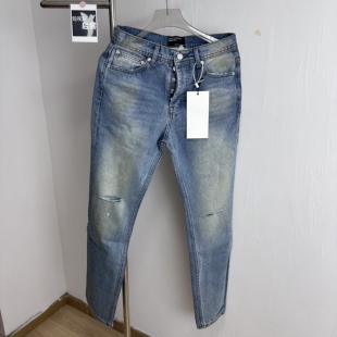 ERD忧郁的富二代25ss刀割泥染蓝牛牛仔裤直筒美式街头男女款潮流