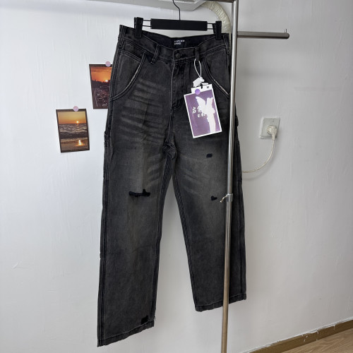 ERD忧郁的富二代23ssB11双膝伐木工装裤直筒破洞牛仔裤cleanfit男