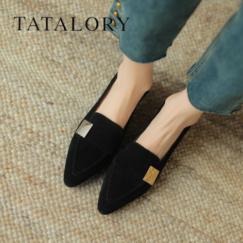 TATALORY复古猫跟金属扣通勤单鞋