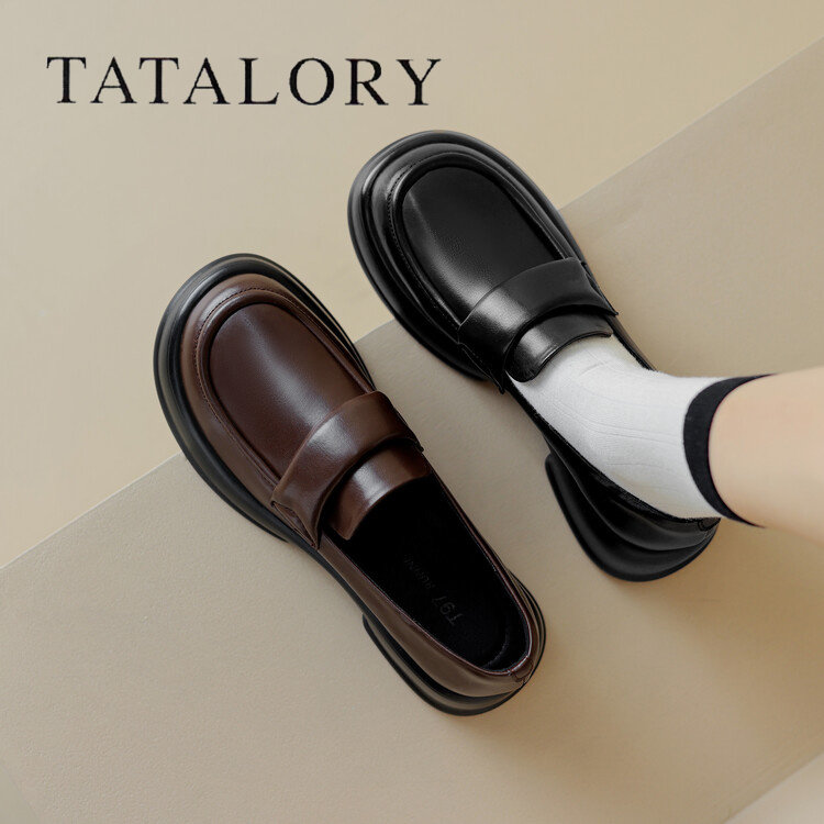 TATALORY女鞋学院风大宽头简约乐福鞋女英伦休闲厚底小皮鞋单鞋,女鞋,深口单鞋,淘宝优惠券,粉丝福利购,淘宝优惠卷