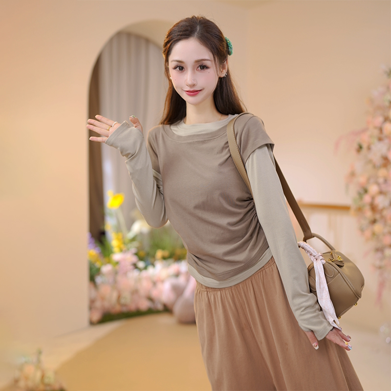 小红书热搜假两件上衣秋冬爆款