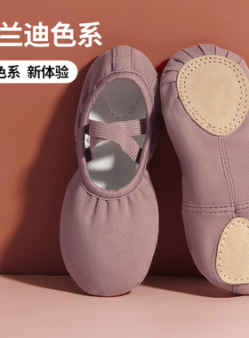 舞蹈鞋软底女紫色教师专用莫兰迪成人跳舞中国古典新款芭蕾练功鞋