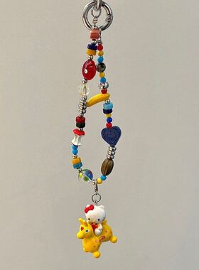 爱心本卡挂绳咕相机蓝色双扣跳马手机壳多巴胺kt跳ccd册装饰品