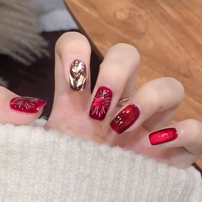 纯手工儿童美甲穿戴甲高级感短款车厘子烟花猫眼指甲贴2026年新款,彩妆/香水/美妆工具,美甲工具,淘宝优惠券,粉丝福利购,淘宝优惠卷