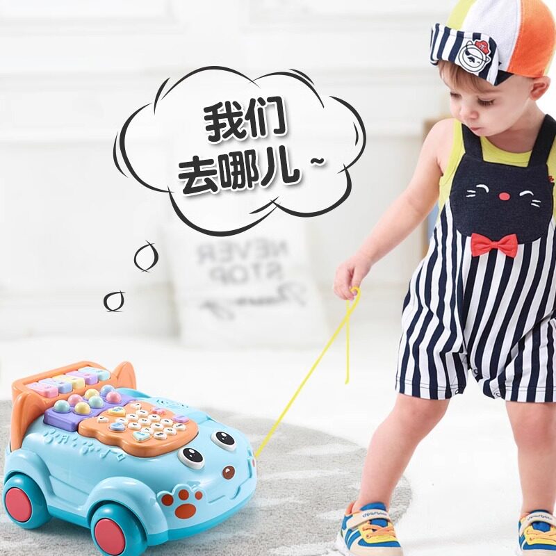 婴儿童玩具仿真电话机座机幼儿宝宝音乐手机益智打地鼠早教玩具