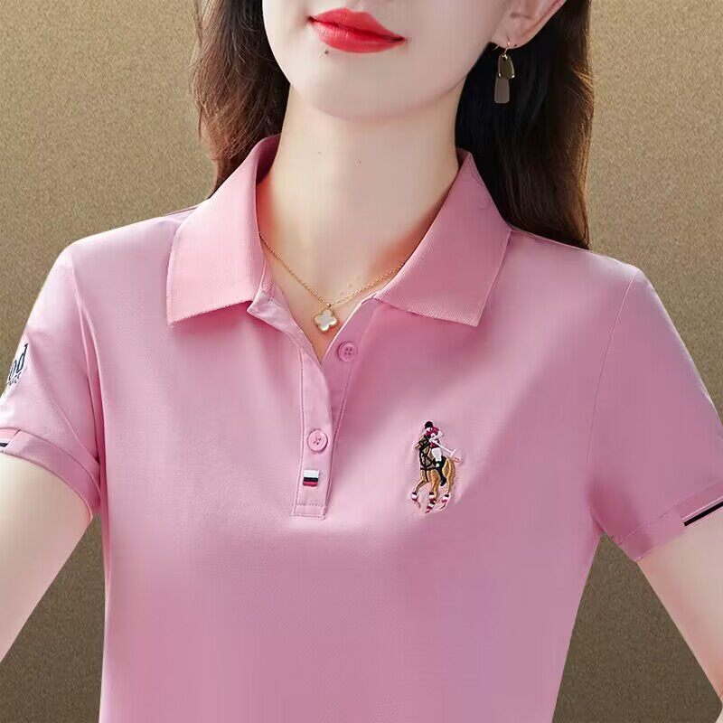 保罗衫短袖t恤女士夏装运动翻领半袖t血休闲纯棉polo衫定制工作服