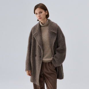 拉绒款牦牛绒大衣女秋冬新款一手长高级气质简约羊绒大衣女呢外套